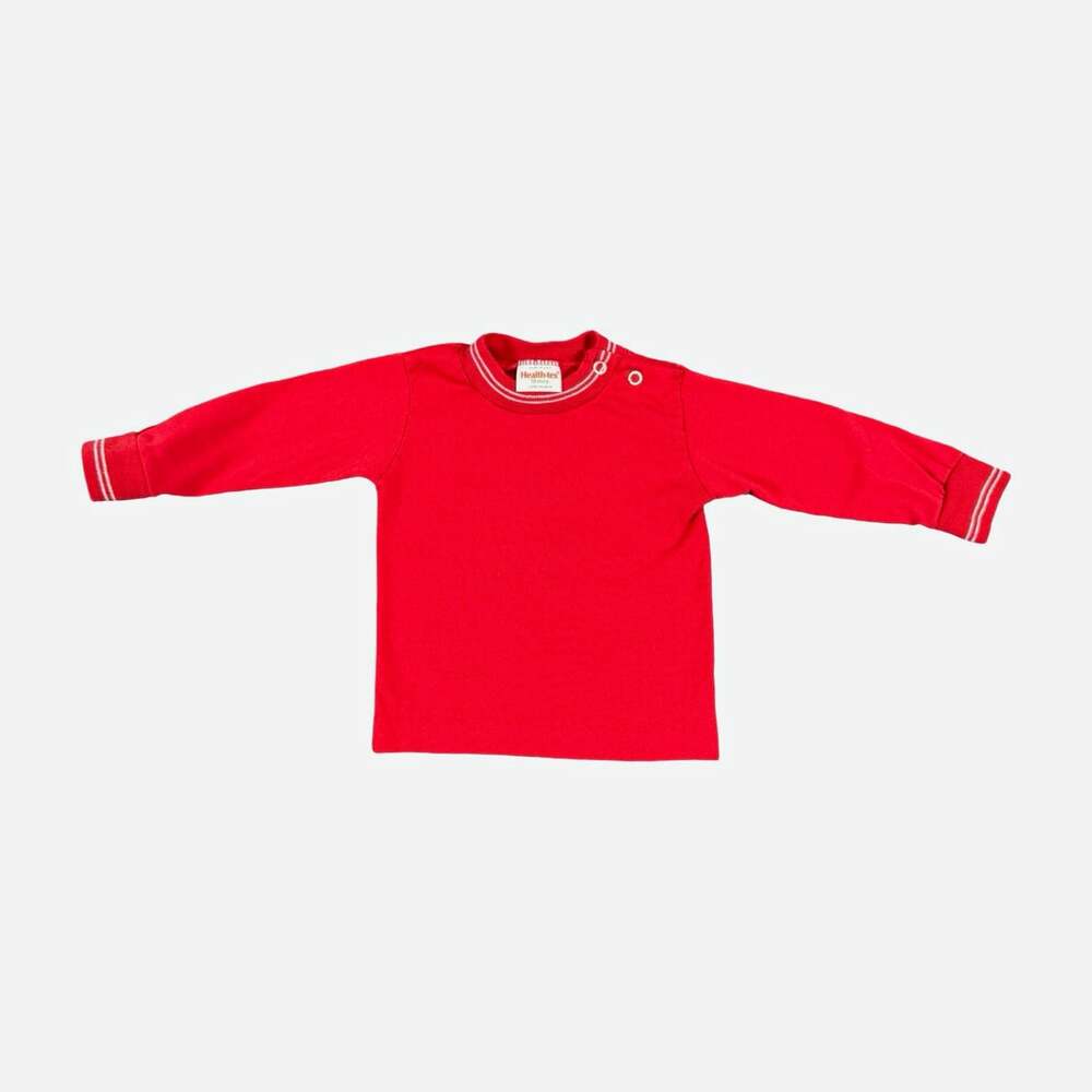 Vintage Single Stitch Baby Long Sleeve Crew Neck T-Shirt Red Cotton 18 Mos